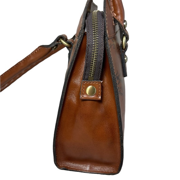 Patricia Nash Signature Map Calvi Square Leather Satchel Shoulder Bag Saddlebag - Picture 9 of 15